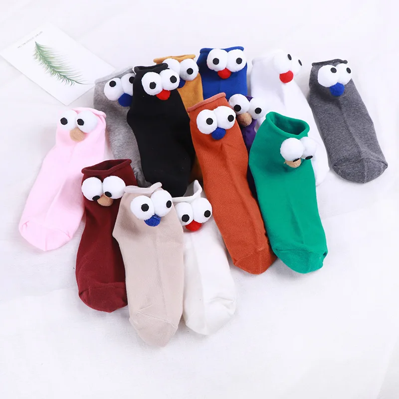 Juhokórejský Módne Dievča Ponožky Štýl Veľké Oči 13 Farieb Cartoon Bavlna Roztomilý Zaujímavé Krátke Ponožky Drop Shipping