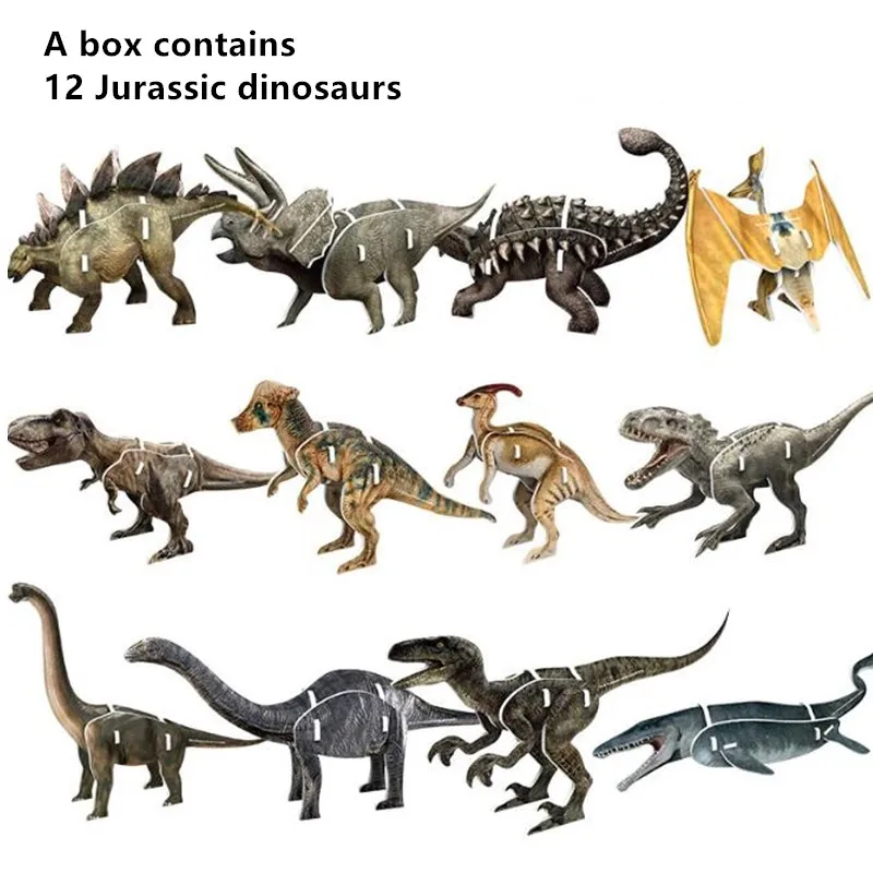 Jurský Sveta Dinosaurov Pôvodné Dinosaura Hračiek 3D Puzzle Pre Deti a Chlapcov, Vzdelávacie Hračky 12 Jurský Dinosaurov