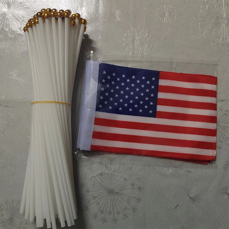 KAFNIK ,50 ks American Ručne Vlna Vlajky 14*21 CM USA/USA štátne Vlajky Oslava Sprievod vlajka Doprava Zadarmo