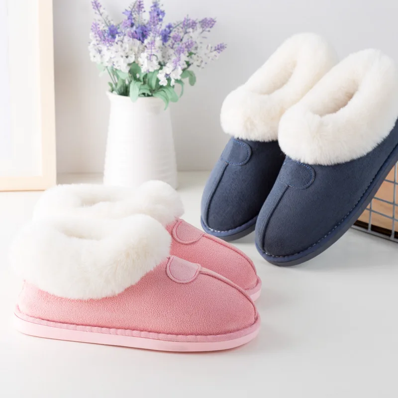 KAMEŇ OBEC Nové bavlnené papuče ženy hrubé zimné plus velvet bavlna topánky ženy zime teplé plyšové papuče