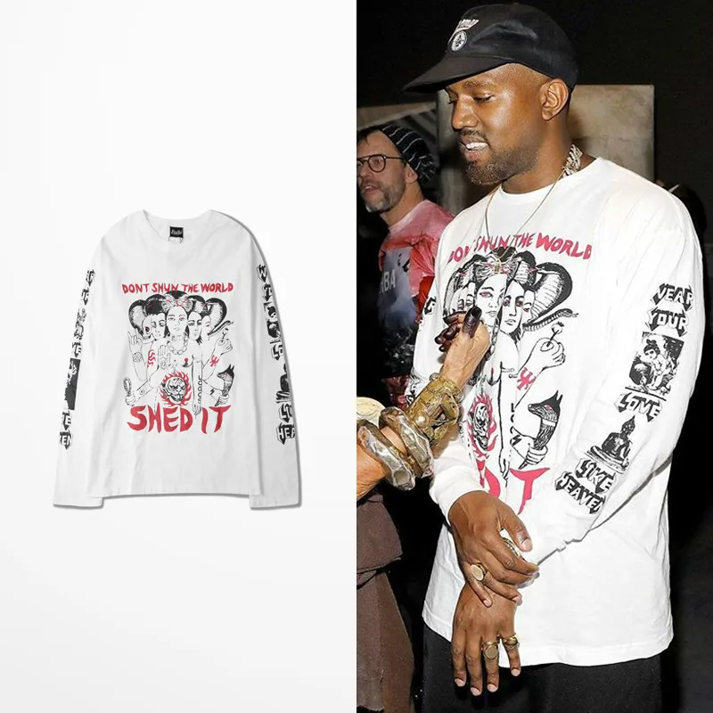 Kanye West Pablo Dlhý Rukáv T Shirt Mužov Temné Duše Skateboard Retro Zábavné Tričká Shedit Tlač Streetwear Tee Tričko Homme