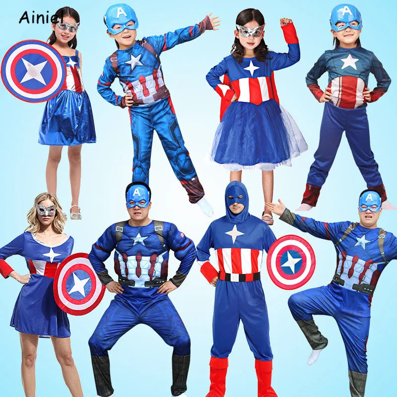 Kapitán Amerika Svalov Kostým Superhrdina Kapitán Amerika cosplay štít Halloween Masky, Kostýmy pre ženy, Mužov, Deti Maškarný