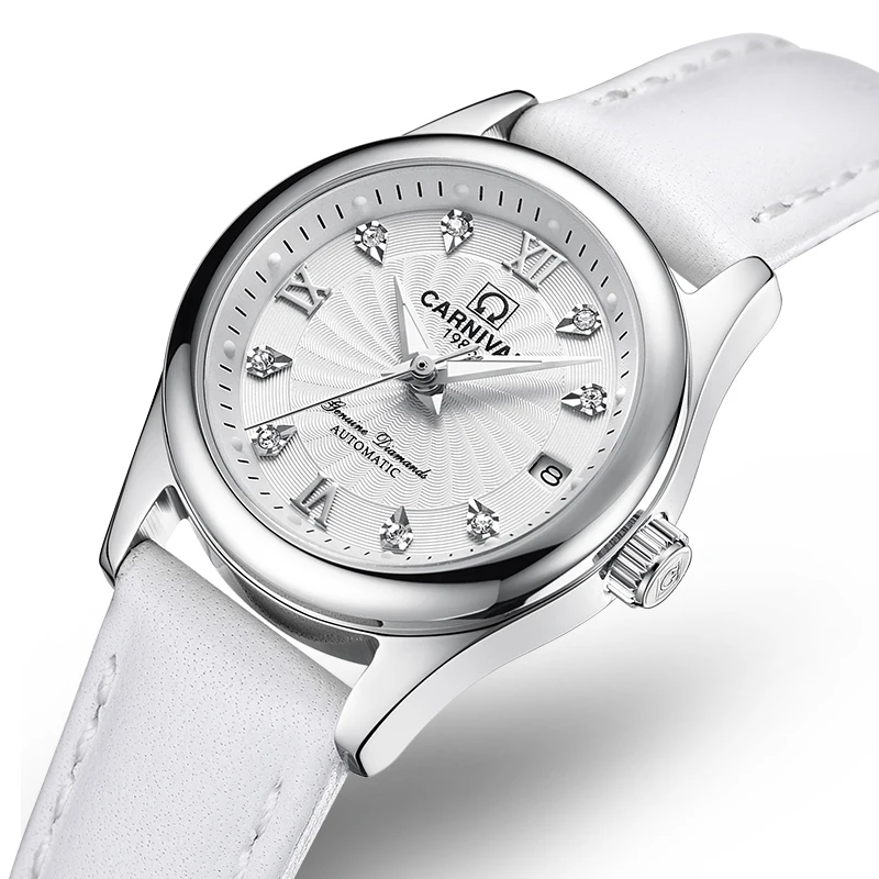 Karneval švajčiarsko sapphire mechanické ženy hodinky, luxusné značky originálne kožené nepremokavé hodinky ženy reloj bayan kol saati