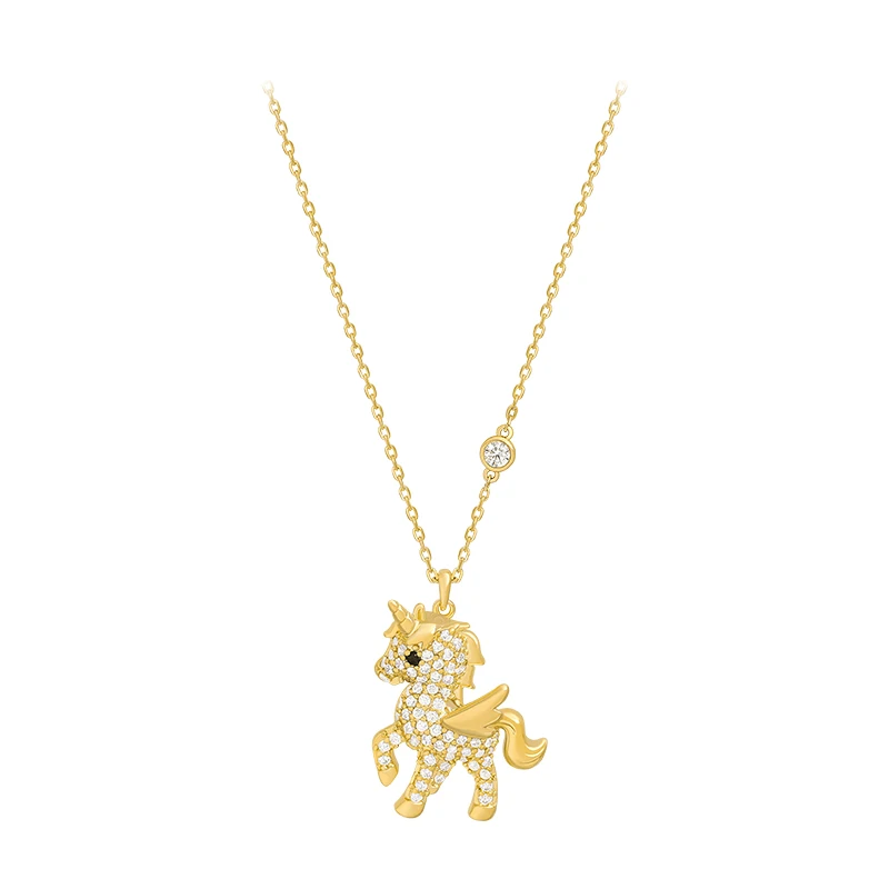 Kawaii Pony Prívesok Náhrdelník Žien Nové kľúčnu kosť Reťazca Módne Šperky Temperament Zlaté Reťaze Zvierat Náhrdelník s Príveskom