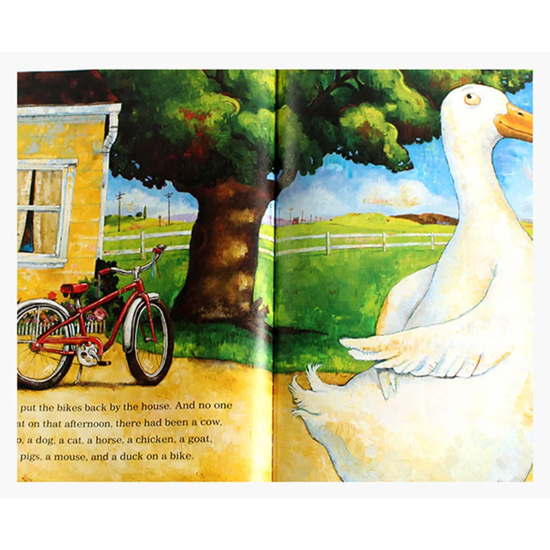 KAČICA NA BICYKLI David Shannon Vzdelávacie anglický Obrázkové Knihy, Učenie Karty Príbeh Knihy Pre malé Deti Deťom Darčeky