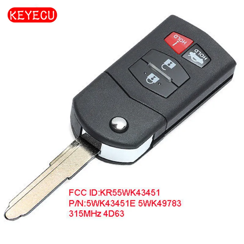 Keyecu Flip Diaľkové príveskom 315MHz 4D63 Čip pre Mazda 6 2009-2010 FCC ID: 5WK43451 5WK49783