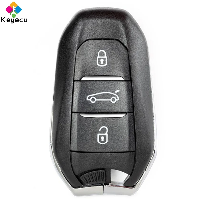 KEYECU Keyless Go Smart Remote Auto Kľúč - 3 Tlačidlá 434MHz ID46 Čip HU83 Čepeľ - FOB pre Peugeot 308 508 pre Citroen C4, DS4 DS5