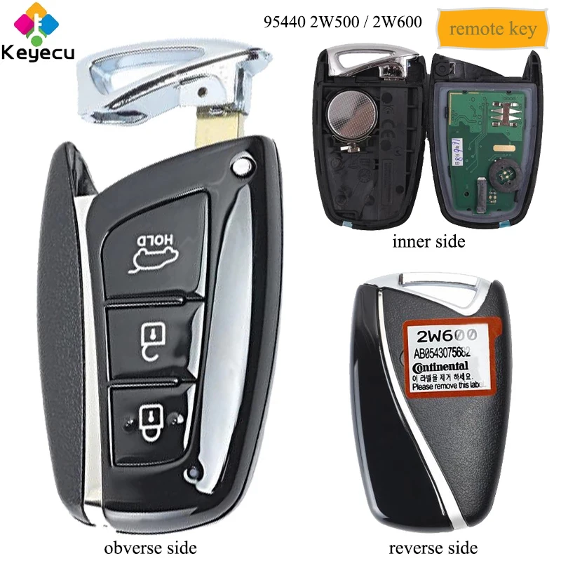 KEYECU Nahradenie Nové Inteligentné Diaľkové Kľúč - 3 Tlačidlá & 433MHz & ID46 Čip - FOB pre Hyundai Santa Fe 2012-FCC ID: 95440 2W500