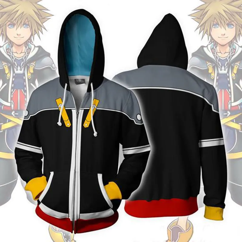 Kingdom Hearts Kairi Cosplay Kostýmy Kingdom Hearts Sora Hoodies 3D vytlačené zip-up hoodies pre mužov a ženy, šport Potu
