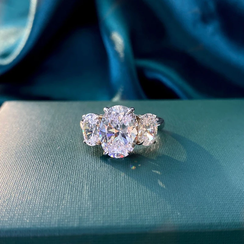 Knobspin Luxusné 925 Sterling Silver Prstene Pre Ženy 8*11 mm Vysokým počtom atómov Uhlíka Diamant Strany Jemné Šperky Veľkoobchod