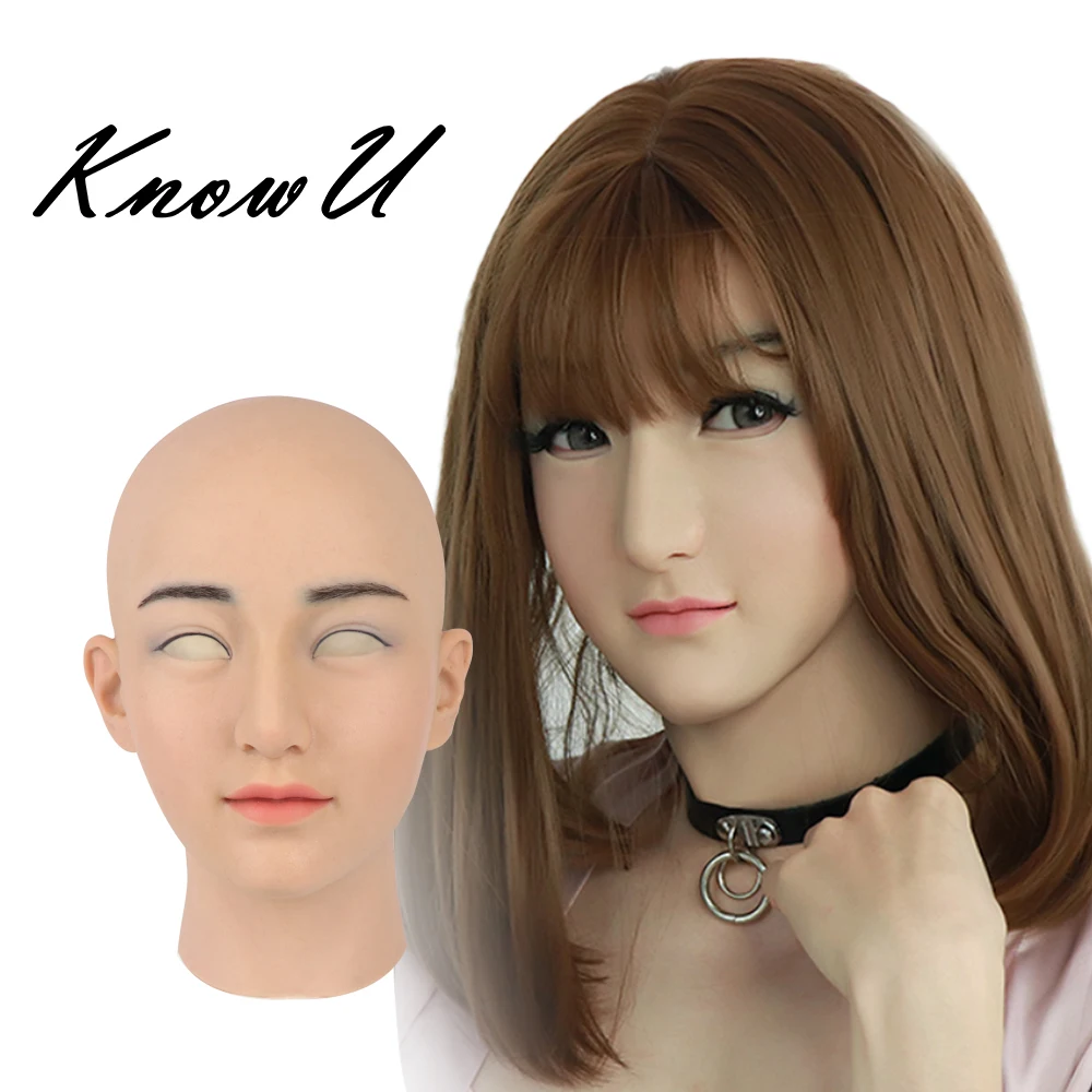 KnowU Transgender Femalemask Vysadené Obočie Slnečný Silikónové Pokrývky Hlavy Crossdress Transsexuáli