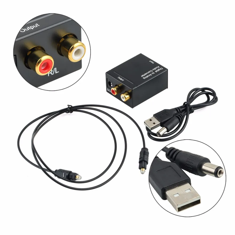 Koaxiálny digitálny Optický Toslink Signál na Analógový Audio Prevodník Adaptér RCA Digitálneho Na Analógový Audio Prevodník