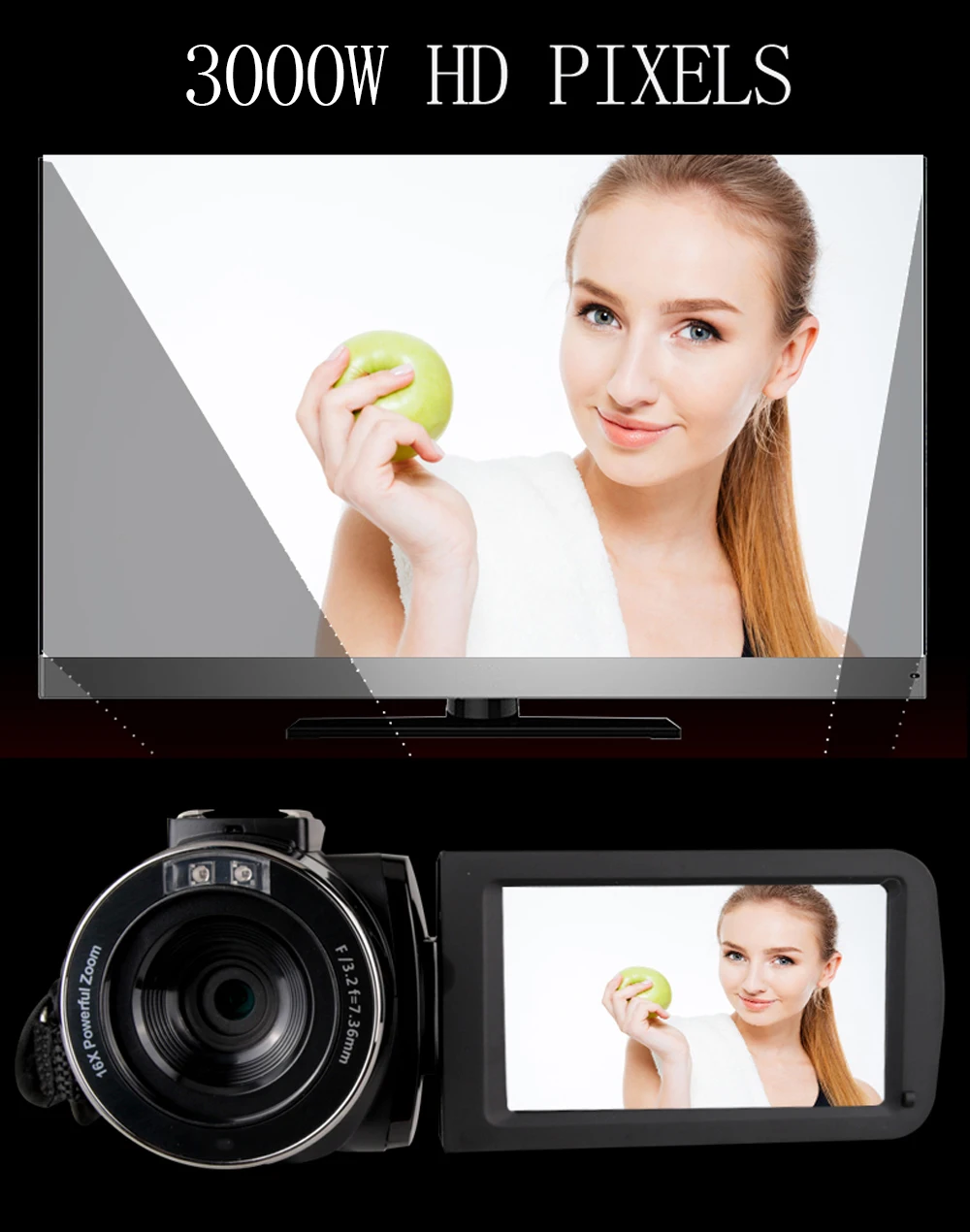 KOMERY Digitálneho Videa Cenovo dostupná Videokamera Handycam 30MP Dotykový Displej 16 x Digitálny Zoom, Video Rekordér Fotoaparát