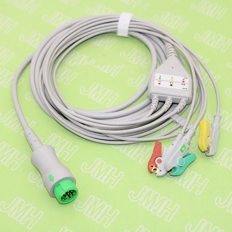Kompatibilné s 12pin Mindray PM5000/6000 T5,T6,T8 EKG Monitor jedného kusu 3 viesť kábel a IEC klip leadwire