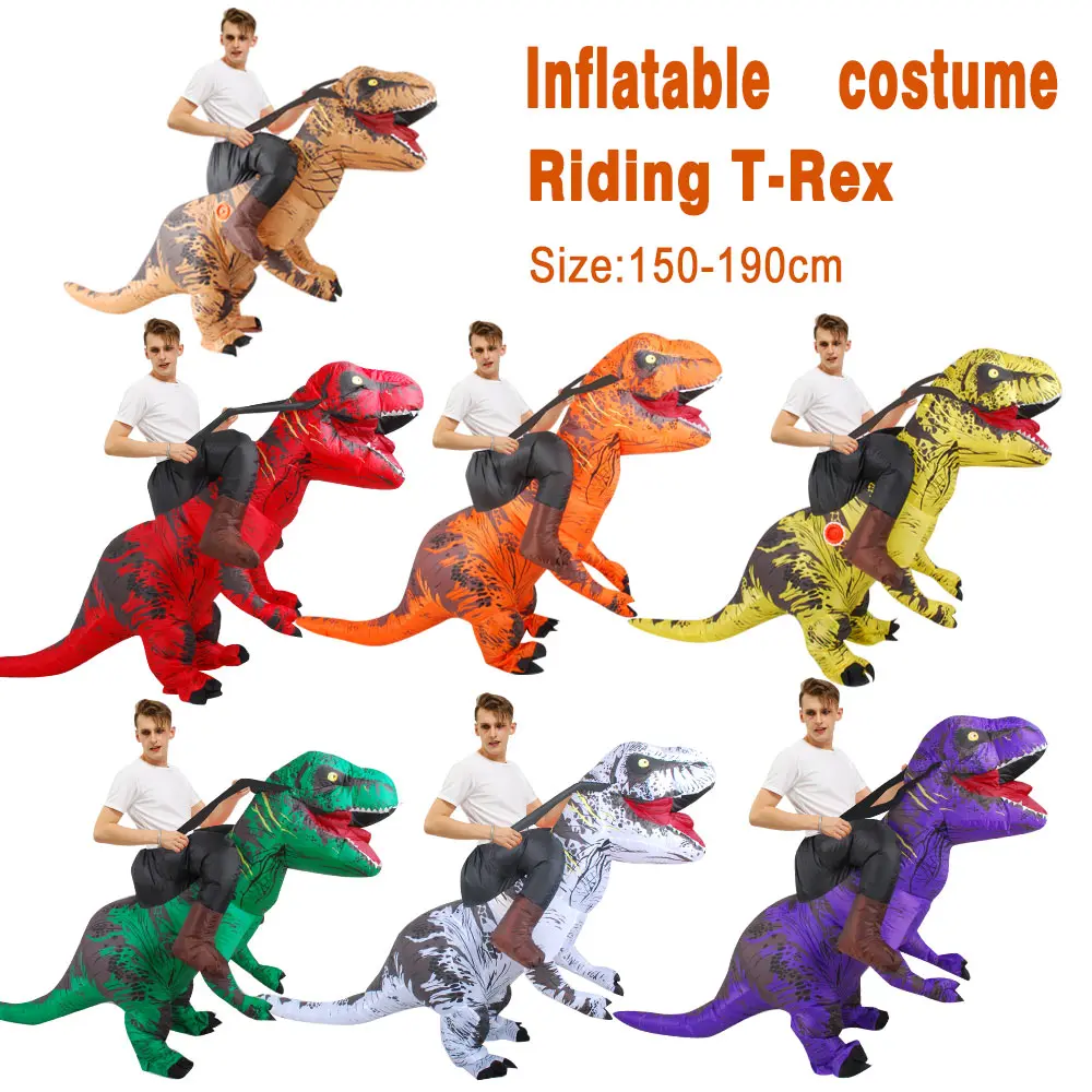 KOOY Nafukovacie Dinosaura Kostým T-REX Rider Kostýmy Purim Karneval Party Cosplay Kostým Halloween Kostým Pre Mužov, Ženy, Deti