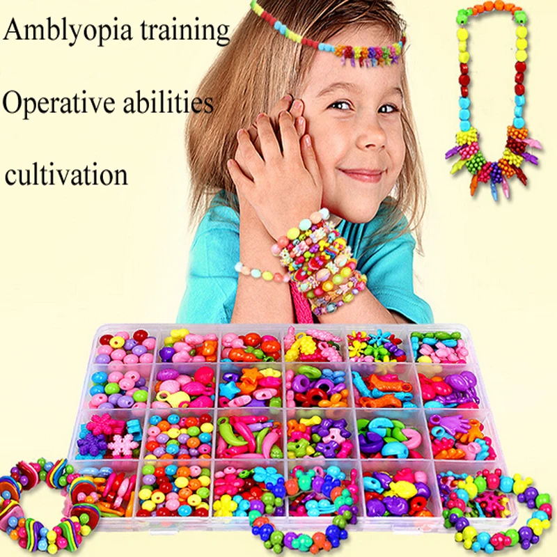 Korálky hračka pre Deti, amblyopia školenia detský DIY Šperky, takže Učenie a Vzdelávanie korálok Hračky pre Dievčatá DIY náhrdelník/náramok