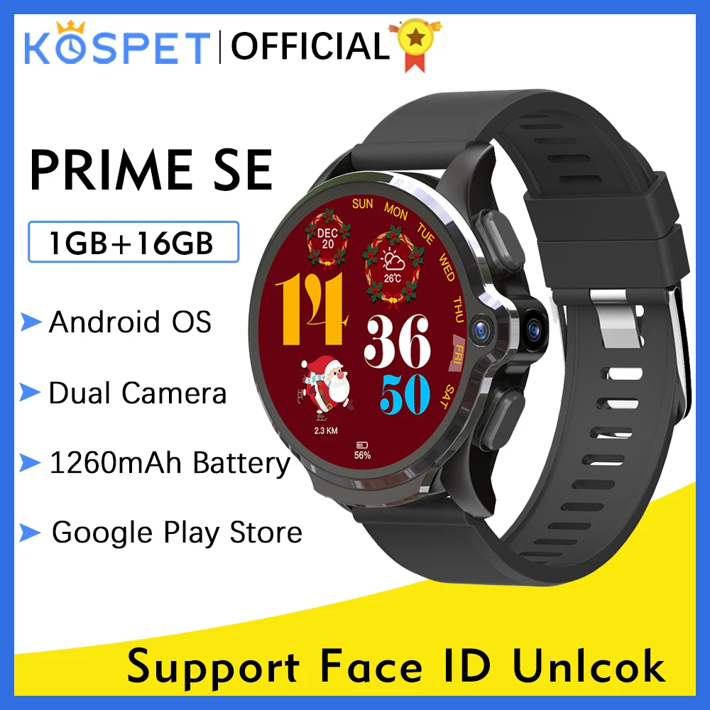 KOSPET Prime SE 1 GB 16 GB relogio inteligente smart hodinky Mužov 1260mAh Fotoaparát Tvár ID 4G Android GPS Smartwatch 2020 Pre Xiao