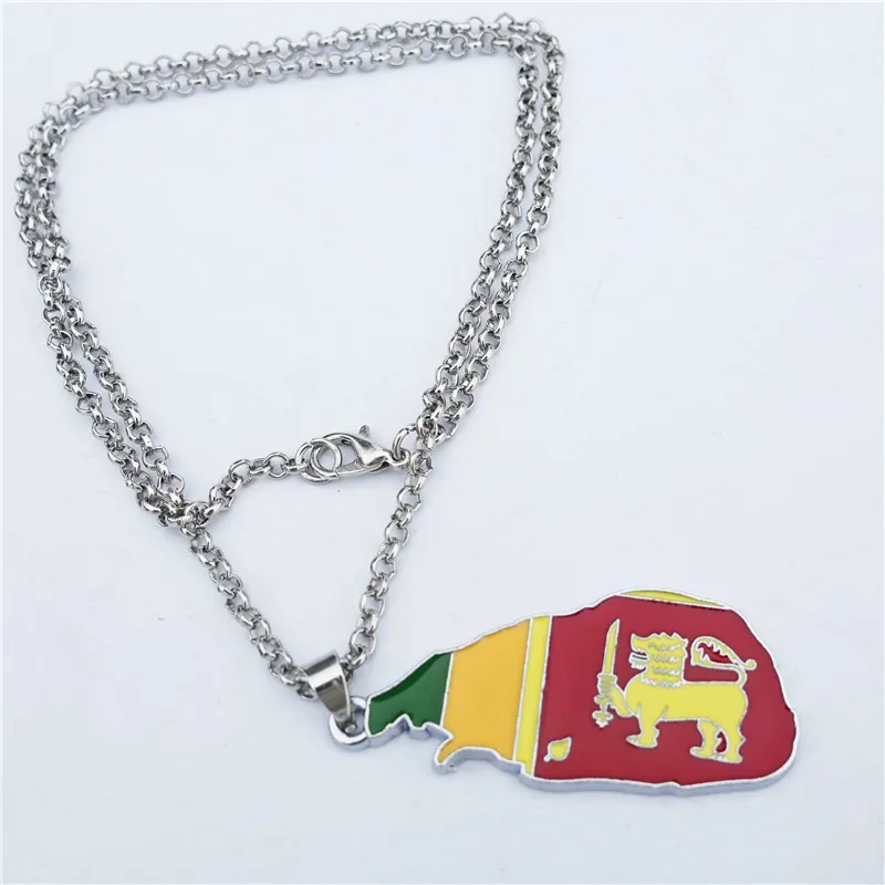 Kovové Smalt Farebné Srí Lanka Národnej Vlajky Prívesok Lev Náhrdelník Šperky Pre Mužov, Ženy