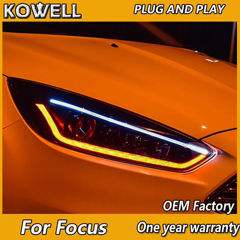 KOWELL Auto Styling pre Ford Focus 2016 2017 2018 Svetlomety, LED Reflektor DRL Objektív Dvojitý Lúč, Bi-Xenónové HID auto Príslušenstvo