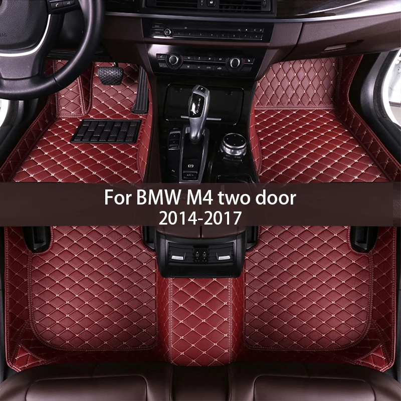 Kožené Auto podlahové rohože pre BMW M4 DVE DVERE (ŠTYRI SÍDLO) 2016 2017 Vlastné auto nohy Podložky automobilový koberec kryt
