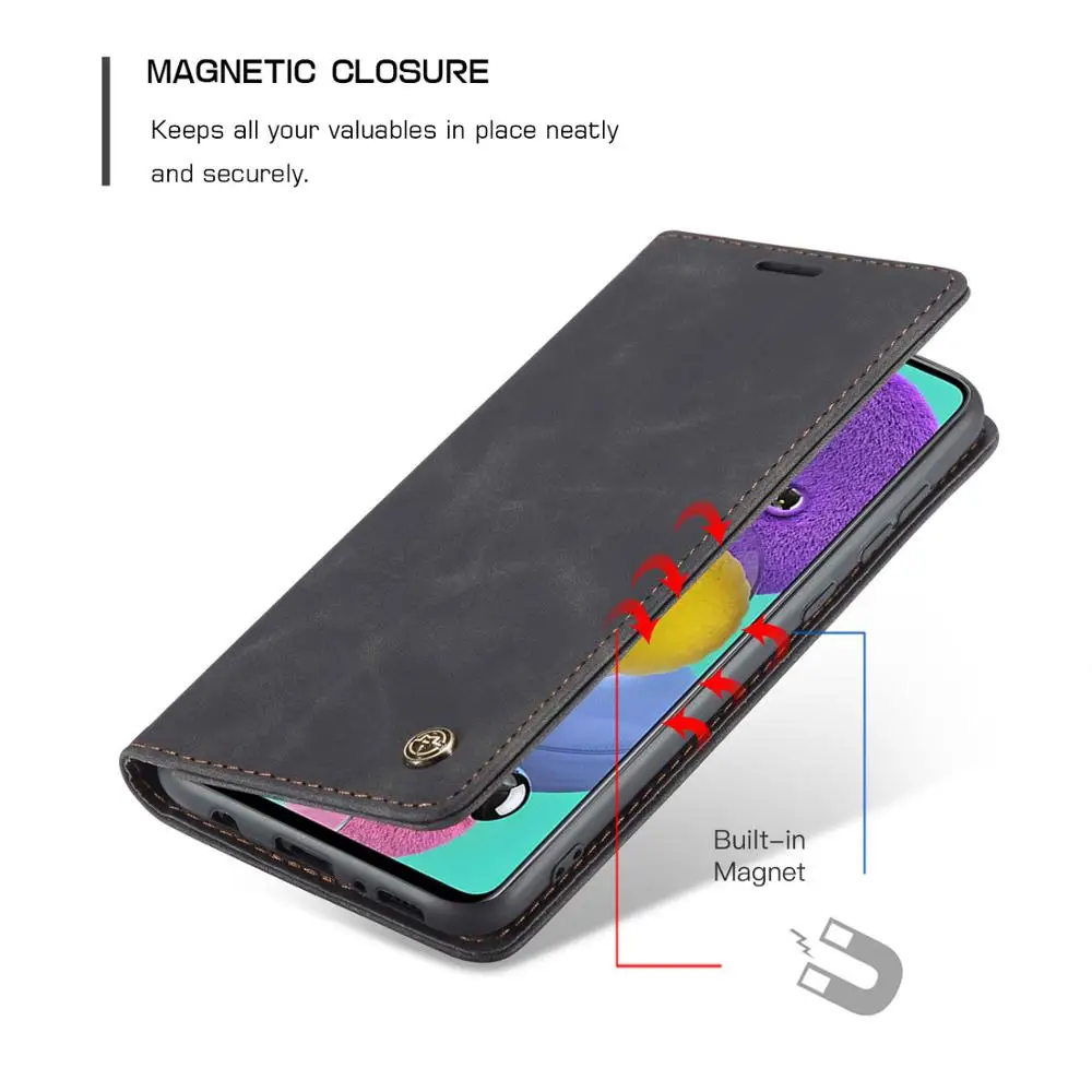 Kožené puzdro pre Samsung Galaxy A51 A71 A81 A91 ,CaseMe Retro Kabelku Luxusné Magneti Držiteľa Karty Peňaženky Kryt pre Galaxy A10S