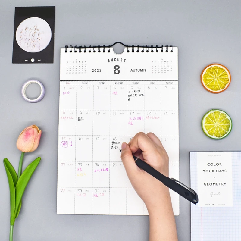 Kreatívne 2021 Ručne maľované nástenný Kalendár Jednoduché Visí Kalendár Domov Kancelárske potreby Dávať Darčeky