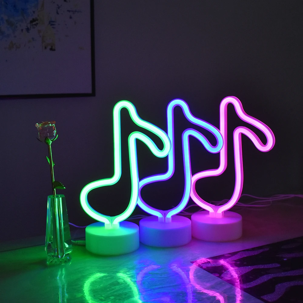 Kreatívne LED Hudba Tvar Neon Nočné Svetlo Batérie a USB Tabuľka Noc Čítanie Pre Deti Izby, Spálne, Party Dekorácie