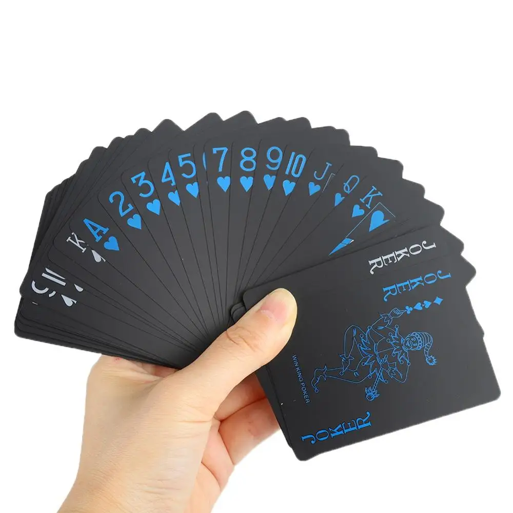 Kreatívne Luxusné Čierne Plastové Poker Nepremokavé PVC Cool Čierna Červená/Modrá Fólia Hracie Karty Štandardnej Veľkosti 52+2 Pokeru e