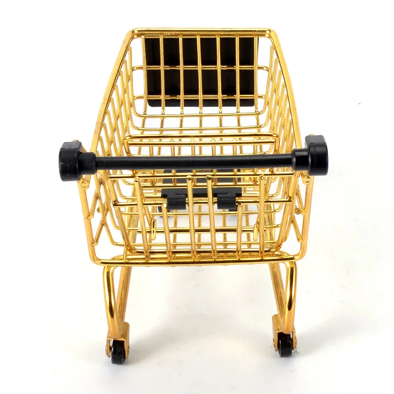 Kreatívne Mini Nákupný Košík Úložný Box Malých Objektov Úložný Kôš Kované Železné Kovové Supermarket Vozíka Úložný Košík