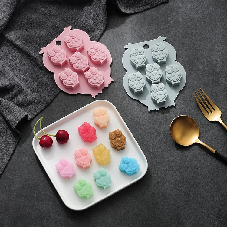 Kreatívne self-made šesť-kus sova silikónové formy Čokoláda Fudge Formy Domáce ice tray cake pečenie tin ochrany Životného prostredia