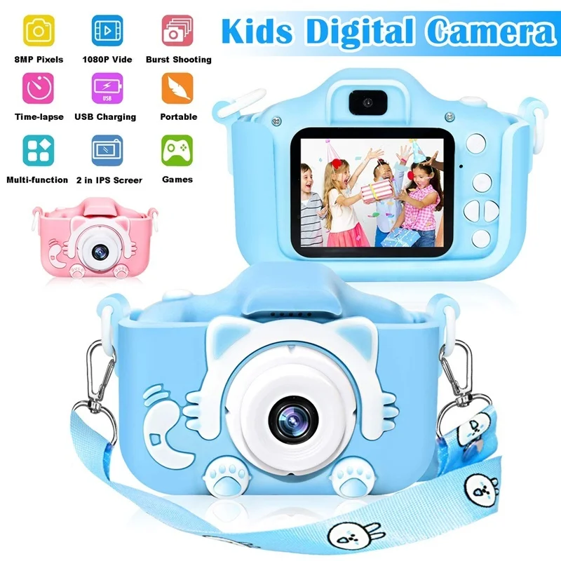 Kreslených Mačka Detí Kamera Mini 2.0 Palcový HD Digitálny Fotoaparát Vzdelávania Hračky pre Chlapcov, Dievčatá, Najlepšie Narodeniny Vianočný Darček pre Deti