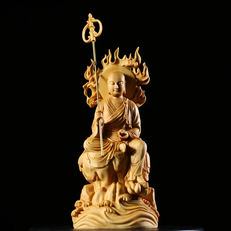 Krušpán 15 cm Bódhisattva Ksitigarbha Sochu Budhu Obrázok Sochy Drevené Sochy Dizang Buddha Domova