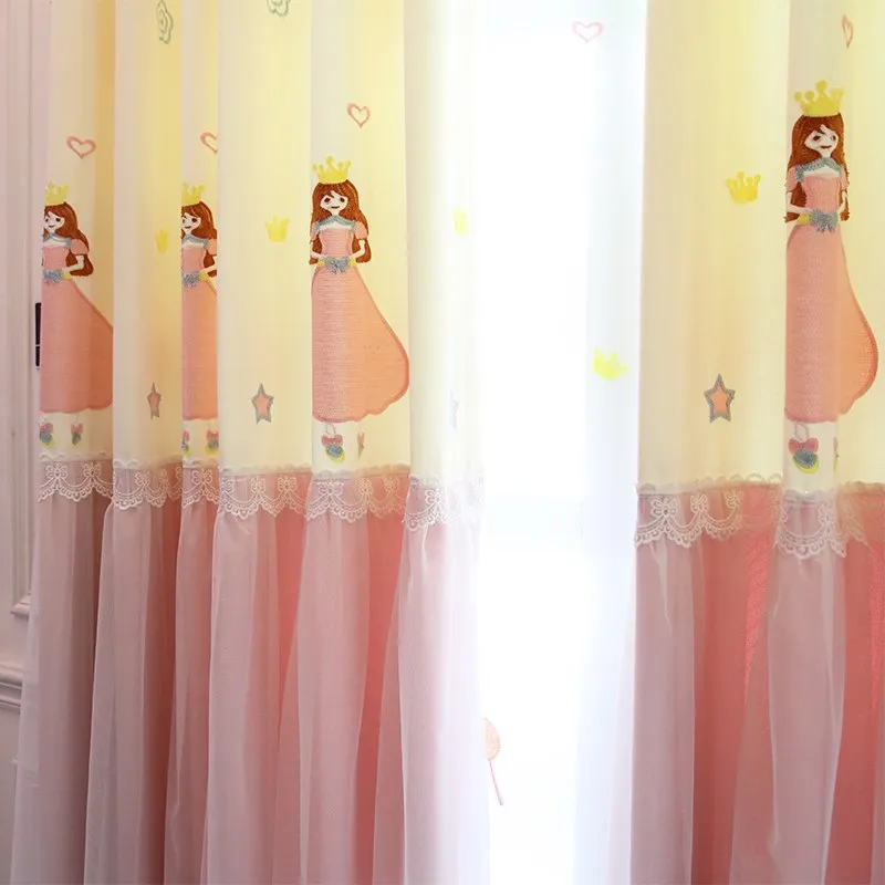 Krásna, Sladká Princezná Dizajnu Semi-Tieňovanie Záves Pre Dievčatká Spálne Dekorácie, Šitie Luxusné Tkaniny Ružová Závesy M103D3