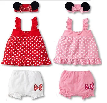 Krásne baby girl 3-dielny oblek: myšou uši 