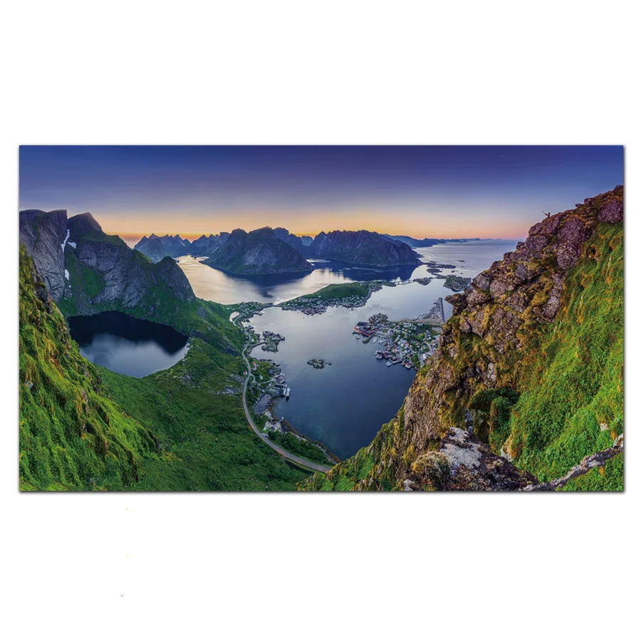 Krásne lofoten ostrovy nórsko charakter krajiny obývacia izba home art decor dekorácie plátno tkanina plagáty KM677