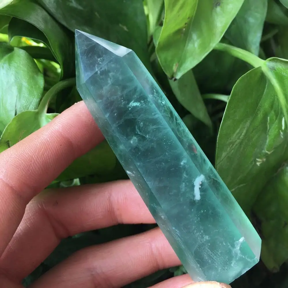 Krásne prírodné zelené fluorite crystal bod, prírodný krištáľ reiki liečenia 70-80