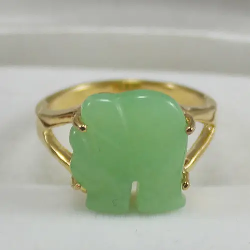 Krásne šperky 18kgp Svetlo zelený slon šperky krúžok: 7-9