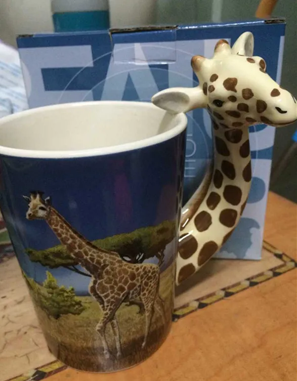Krásne Žirafa Hrnček Tvorivé Ručne maľované Keramické Šálku Kávy