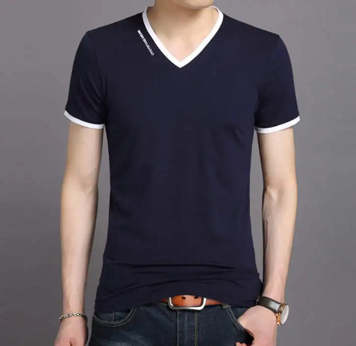 -Krátke rukávy t-shirt pánske bežné jednoduché klesnutie tričko oblečenie 2215