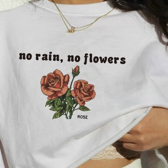 Kuakuayu HJN Bez Dažďa Žiadne Kvety T Shirt Ženy, Topy a Tričká 70. Tees Ženy, Kvet Ruže Tees Tumblr T Shirt Rose Tees na Leto