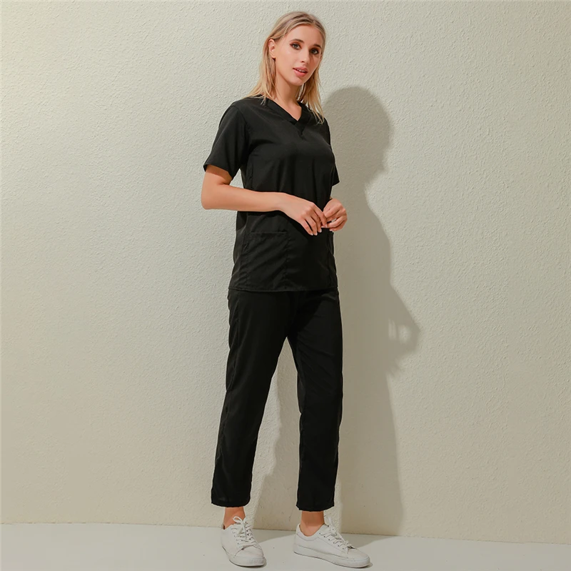 Kvalita Ošetrovateľskej Uniformy Oblek Pre Ženský Slim Tvaru Pracovné Oblečenie Pre Ženský Vrecku Solid Color Nastavte Krátke Rukáv Top A Nohavice