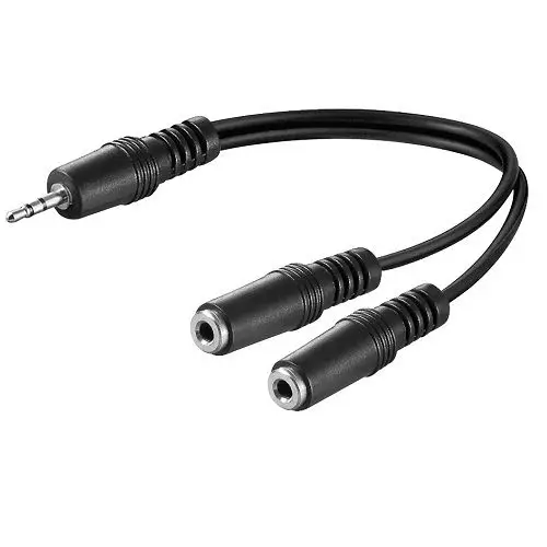 Kábel deliteľ de audio estereo 2x Jack 3,5 mm hembra 3,5 mm 0.20 M Neg