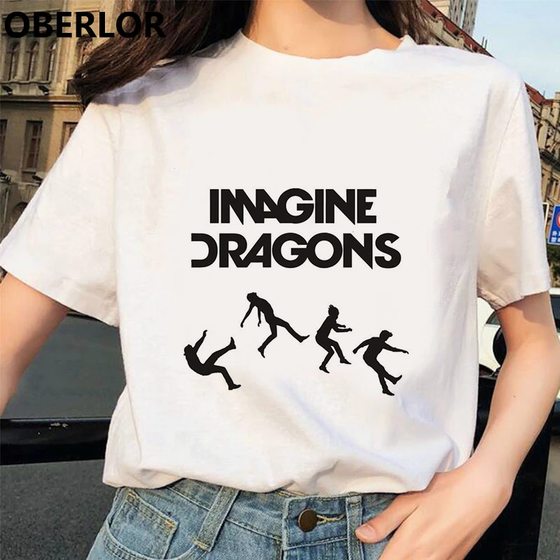 Kórejský 90. rokov Burgundsko Imagine Dragons T Shirt Román Anime Štýlu Tričko Cool Žena T-shirt Grafické Tees Ženy Streetwear Oblečenie