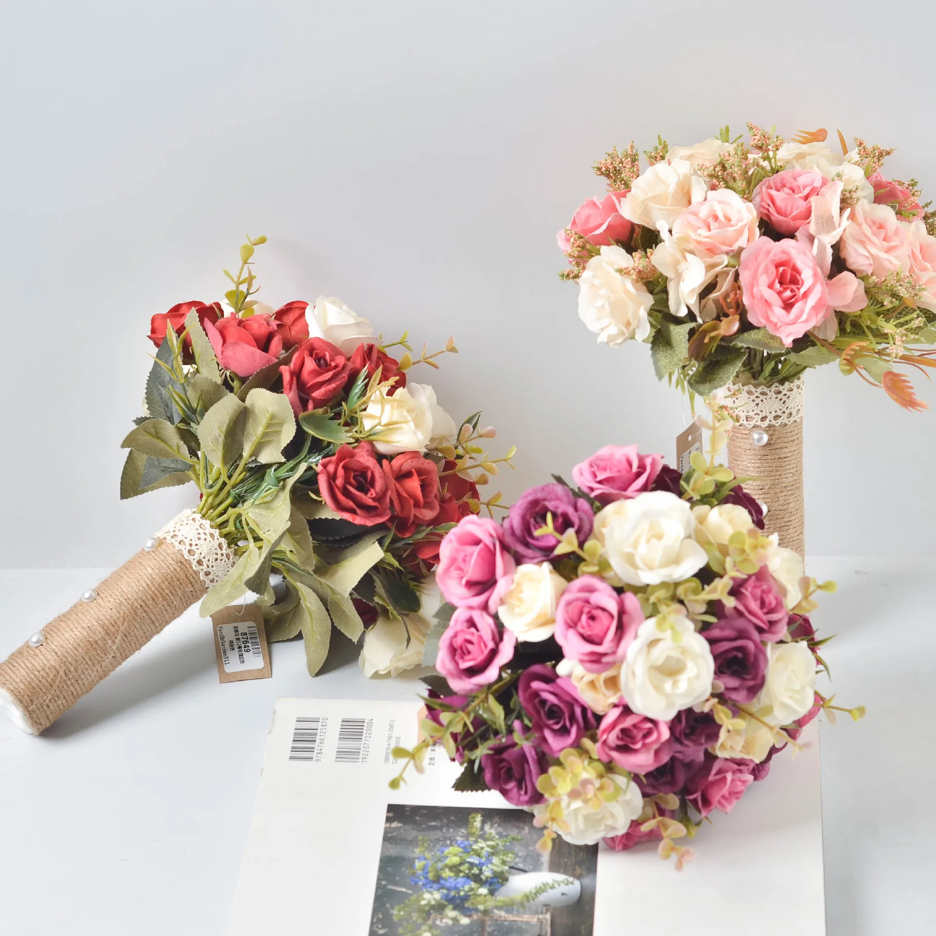 Kórejský Nevesta Drží Kvetiny Bridesmaid, Svadobné Sestry Skupiny Ruže, Pivónia Svadobné Bouqet Hodváb simulácia Kvetinový Umenie