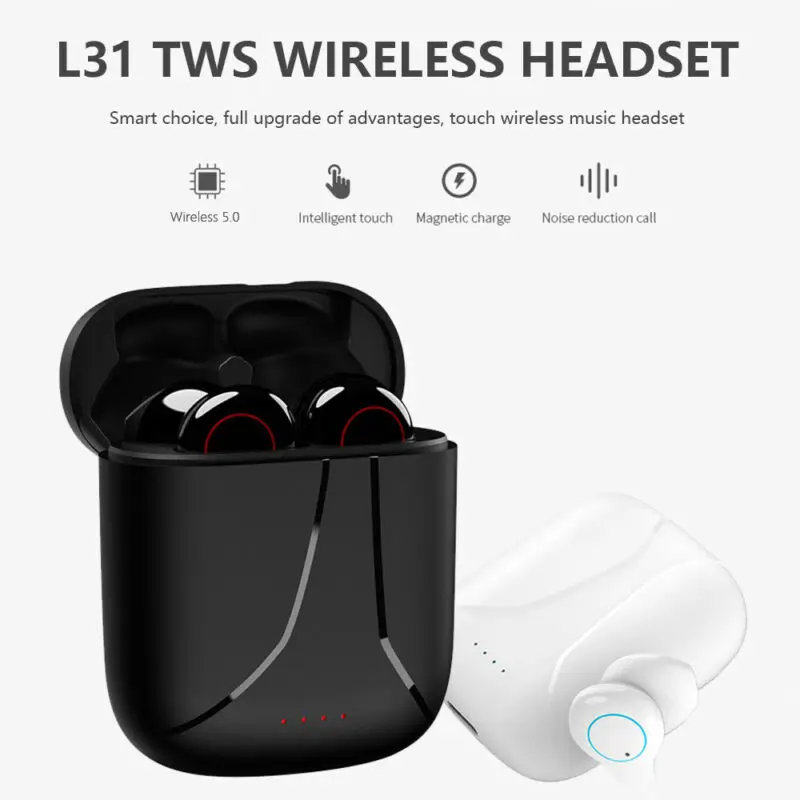 L31 TWS Bluetooth Slúchadlá S Mikrofónom Do Uší Bezdrôtové Slúchadlá Pre Smartphone Redmi Xiao Iphone Earpods Micro zátkové chrániče sluchu