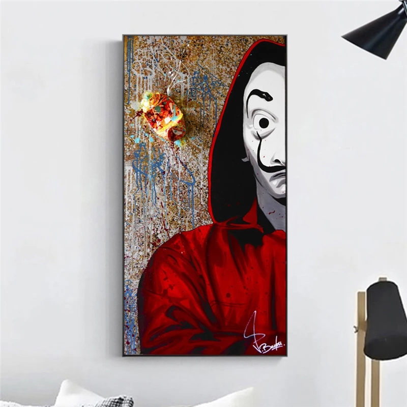 La Casa De Abstraktných Graffiti Masku Človeka TV Seriál Plagát A Vytlačí Plátno Maliarske Umenie Na Stenu Decor Film Obrázok Pre Obývacia Izba