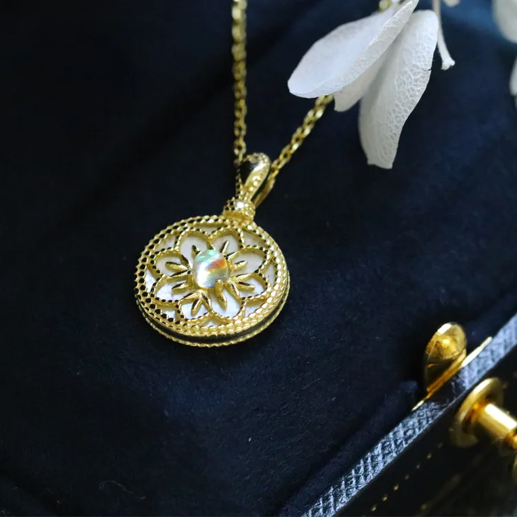 LAMOON 925 Sterling Silver Náhrdelník Prívesok pre Ženy Vintage Romantické Prírodné Moonstone Dizajnér Jemné Šperky 2019 LMNI083