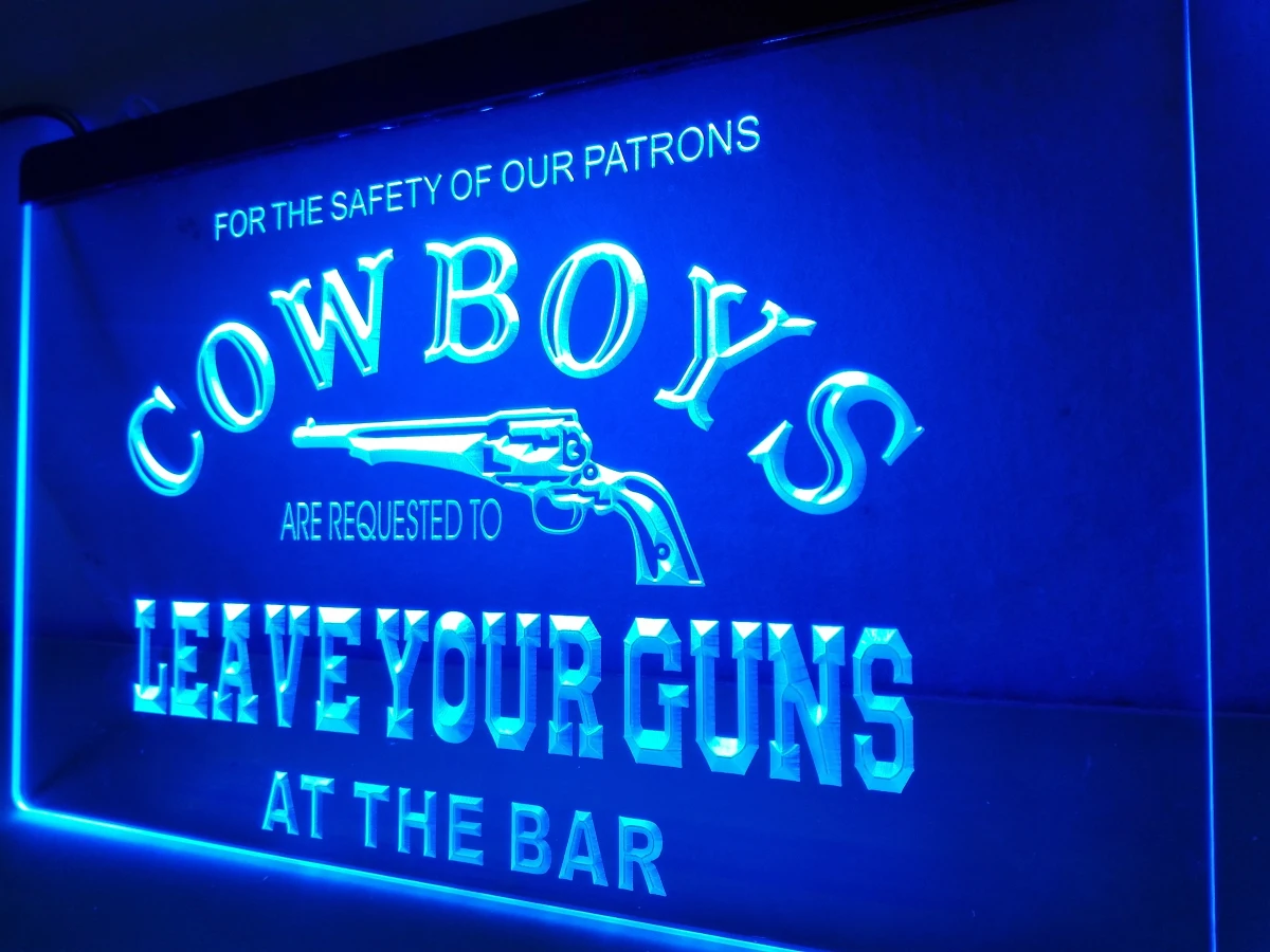 LB783 - Cowboys Nechať Zbrane Bar Pivo, LED, Neónové Svetlo, Prihláste domova remeslá