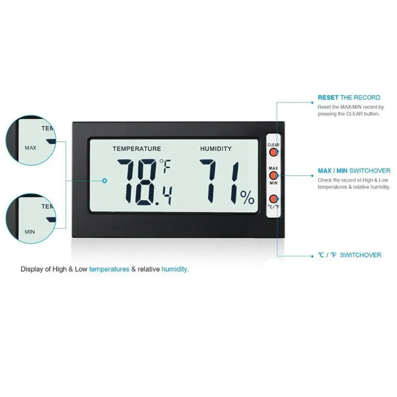 LCD Digitálny Hygrothermograph Domácnosti s Vysokou Presnosťou Elektronický Teplomer Vlhkomer Teplota Vlhkosť Merania