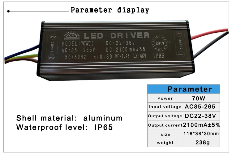 LED Driver 10W 20W 30W 50W 70W Adaptér Transformer AC85V-265V, aby DC22-38V IP65 Napájanie 300mA 600mA 900mA 1500mA 2100mA